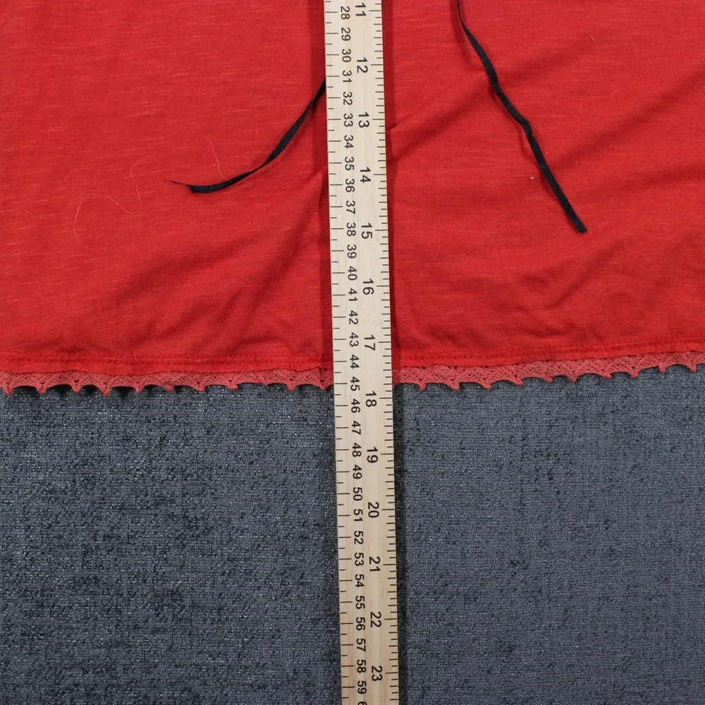 Free People Red Sleeveless Crochet Lace Collar Tie Boho Tank Top XS